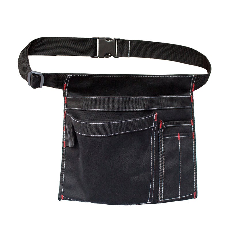 MDSTOP Tool Pouch MDSTOP Single Side Apron with 5 Pockets and 1 Hammer Loop, Fits for Hammer, Pencils, Screwdrivers etc. (Black) - Image 3